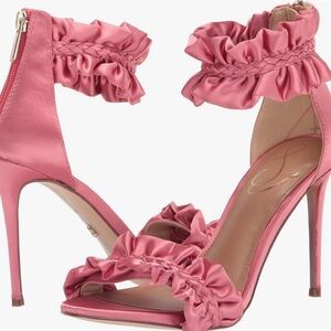 (NWOT) Sam Edelman Rosa Open Toe Ruffle Trim Braided Stiletto Heels Sandals